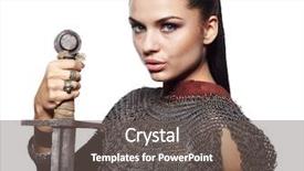  Presentation with knight - Slide deck featuring medieval female knight in armour background and a gray colored foreground