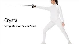  Presentation with sword - Amazing presentation having slim girl in fencing costume backdrop and a white colored foreground