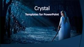  Presentation with winter forest night - Cool new PPT theme with sword art - young elven girl in night backdrop and a navy blue colored foreground