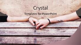  Presentation with two people holding hands - Slide set consisting of woman symbol - two people holding hands background and a lemonade colored foreground