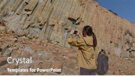  Presentation with geographical - Amazing PPT theme having woman-take-photo-on-cellphone backdrop and a coral colored foreground