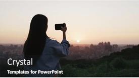  Presentation with take - Slide set featuring woman-take-photo-on-cellphone background and a wine colored foreground