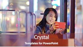  Presentation with take a trip - PPT theme having woman take photo on tram background and a tawny brown colored foreground