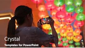 Presentation with chinese lantern - Cool new PPT layouts with woman take photo with cellphone on the chinese lantern backdrop and a wine colored foreground