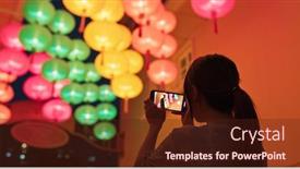  Presentation with chinese lantern - Slides enhanced with woman take photo with cellphone on the chinese lantern background and a tawny brown colored foreground