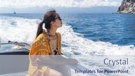  Presentation with yacht - PPT layouts enhanced with woman-take-the-yacht-cross background and a  colored foreground