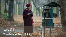  Presentation with old letter - Slide set enhanced with woman takes a letter out of an old mailbox background and a violet colored foreground