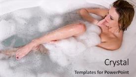  Presentation with sexy santa woman red - Colorful PPT layouts enhanced with woman taking a bubble bath backdrop and a  colored foreground