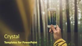  Presentation with forest - Slides consisting of woman-taking-a-photo background and a tawny brown colored foreground