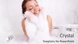  Presentation with foam - Slides featuring woman taking a relaxing bath background and a white colored foreground