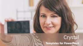  Presentation with smart home - PPT layouts with woman-taking-a-selfie background and a coral colored foreground