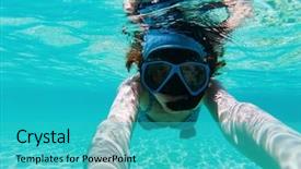  Presentation with clear water - Amazing slide deck having woman taking an underwater selfie backdrop and a teal colored foreground