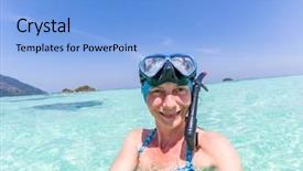  Presentation with crystal - PPT theme with woman taking an underwater selfie background and a light blue colored foreground