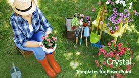  Presentation with plants - Amazing slide deck having woman taking care of plants backdrop and a tawny brown colored foreground