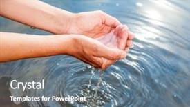  Presentation with clear water - Cool new PPT theme with far north boundless field in the snow against the background of a blue winter sky backdrop and a gray colored foreground
