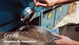  Presentation with storage - Cool new PPT theme with woman-taking-coffee-beans-out backdrop and a violet colored foreground