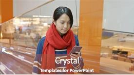  Presentation with woman pushing shopping trolley - Audience pleasing presentation consisting of woman taking escalator inside shopping backdrop and a red colored foreground