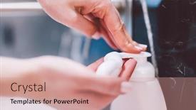  Presentation with wash - Colorful slide deck enhanced with woman-taking-foam-soap backdrop and a coral colored foreground