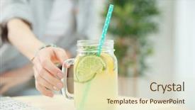  Presentation with lemonade - Beautiful presentation featuring woman taking jar of lemonade backdrop and a soft green colored foreground