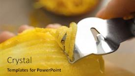  Presentation with lemon - Beautiful slides featuring woman-taking-off-lemon-peel backdrop and a gold colored foreground