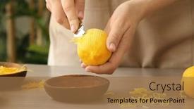  Presentation with lemon - Theme with woman-taking-off-lemon-peel background and a coral colored foreground