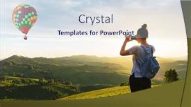  Presentation with balloon - PPT layouts enhanced with woman-taking-photo-of-balloon background and a sky blue colored foreground