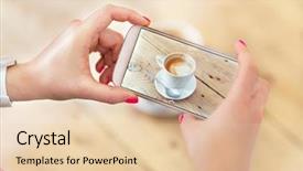  Presentation with coding coffee - Cool new presentation theme with woman taking photo of coffee backdrop and a lemonade colored foreground