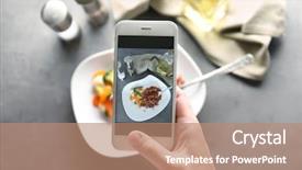  Presentation with web - Slide set consisting of woman taking photo of food background and a coral colored foreground