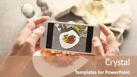  Presentation with food - Cool new slide deck with woman taking photo of food backdrop and a coral colored foreground