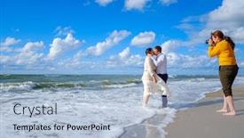  Presentation with bride - Beautiful presentation design featuring woman-taking-photo-of-kissing backdrop and a light blue colored foreground