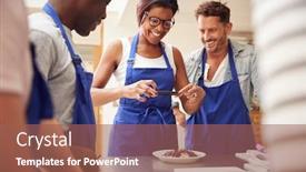  Presentation with pancake - Theme featuring woman-taking-photo-of-pancake background and a violet colored foreground