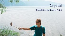  Presentation with siberia - PPT layouts featuring woman taking photo on teletskoye lake in altai mountains siberia russia beauty summer day background and a sky blue colored foreground