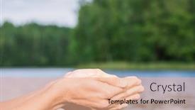  Presentation with water - Slides having woman-taking-raw-unfiltered-water background and a coral colored foreground