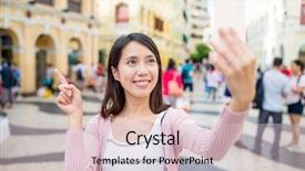  Presentation with macau - Amazing slide deck having woman taking selfie in senado square of macau backdrop and a lemonade colored foreground