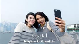  Presentation with selfie - Slides with woman taking selfie with cellphone background and a gray colored foreground
