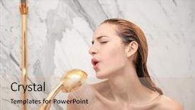  Presentation with bathroom - PPT layouts consisting of woman taking shower in bathroom background and a coral colored foreground