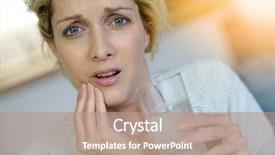  Presentation with aged - Audience pleasing PPT layouts consisting of woman taking tylenol to ease backdrop and a coral colored foreground