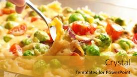  Presentation with brussel - Slide deck enhanced with woman taking yummy brussel sprouts casserole with spoon background and a gold colored foreground