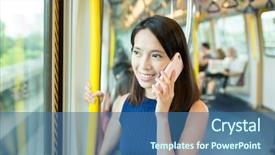  Presentation with hong kong - Cool new presentation theme with woman-talk-to-cellphone-inside backdrop and a ocean colored foreground