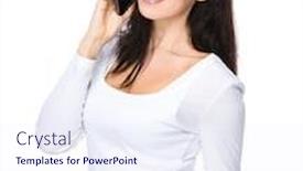  Presentation with talk - Beautiful presentation featuring woman talk to mobile phone backdrop and a sky blue colored foreground