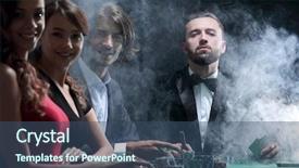  Presentation with casino - PPT theme with woman talking at craps background and a ocean colored foreground