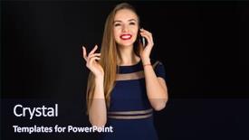  Presentation with black woman - Presentation theme featuring woman talking at smart phone background and a  colored foreground