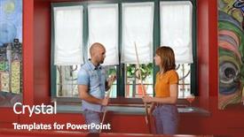  Presentation with billiard - PPT layouts consisting of woman talking in the billiard background and a tawny brown colored foreground