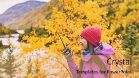  Presentation with amateur radio - Presentation theme consisting of talking on ham radio portable background and a yellow colored foreground