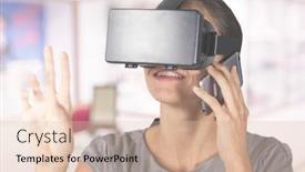  Presentation with virtual reality - Amazing presentation theme having woman-talking-on-mobile-phone backdrop and a lemonade colored foreground