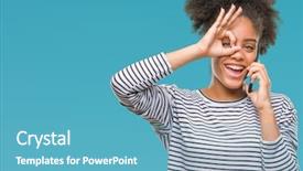 Presentation with afro - PPT layouts enhanced with woman talking on the phone background and a teal colored foreground