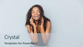  Presentation with afro - Theme consisting of woman talking on the phone background and a sky blue colored foreground