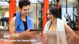  Presentation with trainer - Slide deck featuring woman-talking-to-her-personal background and a coral colored foreground