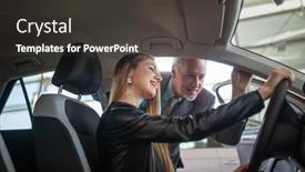  Presentation with salesman - Cool new presentation theme with woman-talking-to-the-salesman backdrop and a dark gray colored foreground