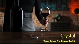  Presentation with wine tasting - PPT theme consisting of woman-tasting-and-drinking-red background and a wine colored foreground